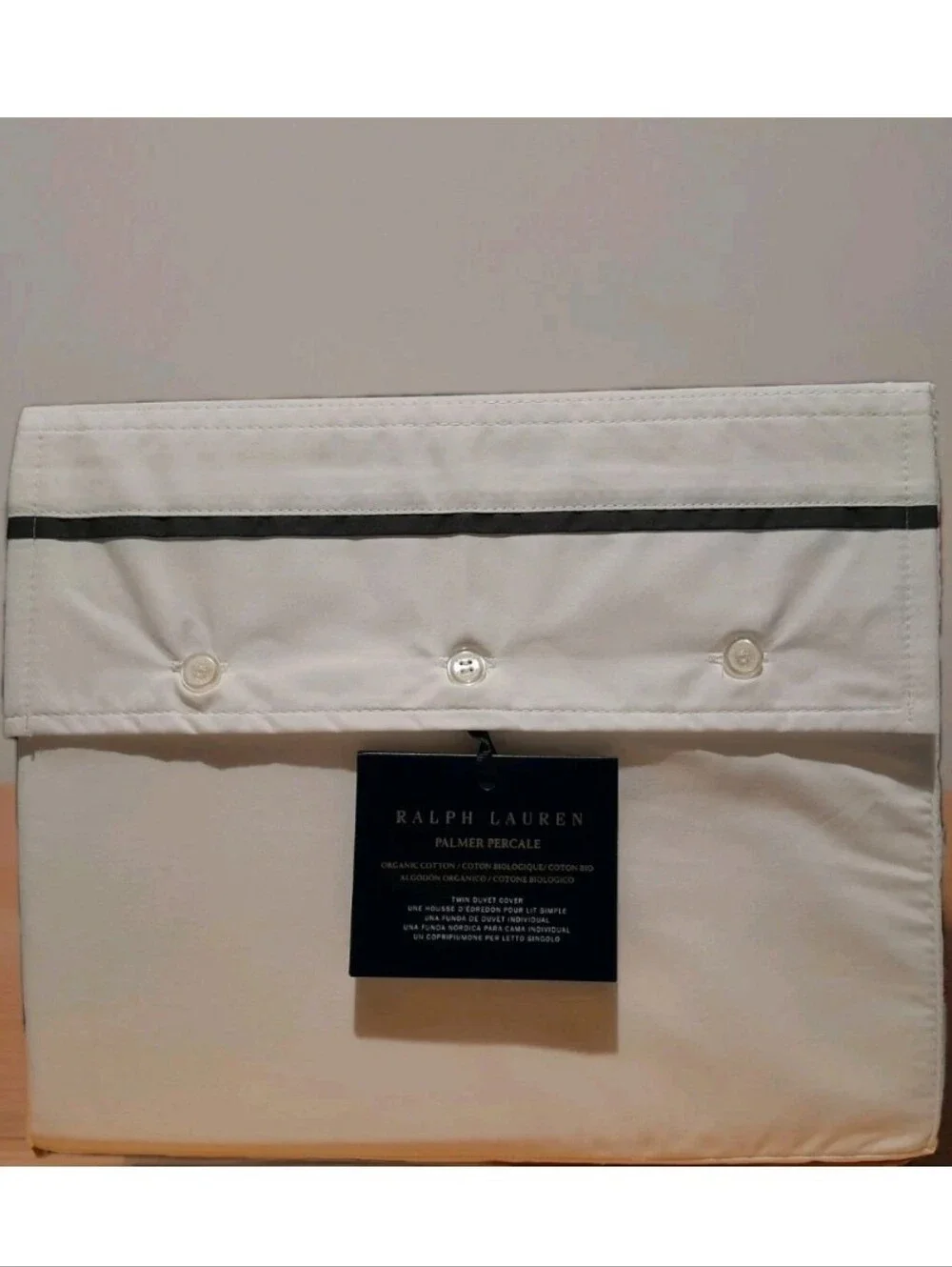 BRAND NEW RALPH LAUREN Organic Cotton Percale Palmer Twin DUVET COVER Loft Grey